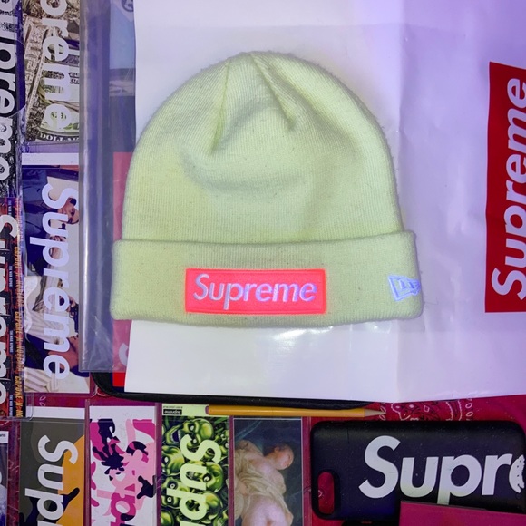Supreme New Era Pale Lime Box Logo Beanie